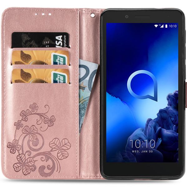 Kleeblumen Klapphülle Roségold Alcatel 1C (2019)