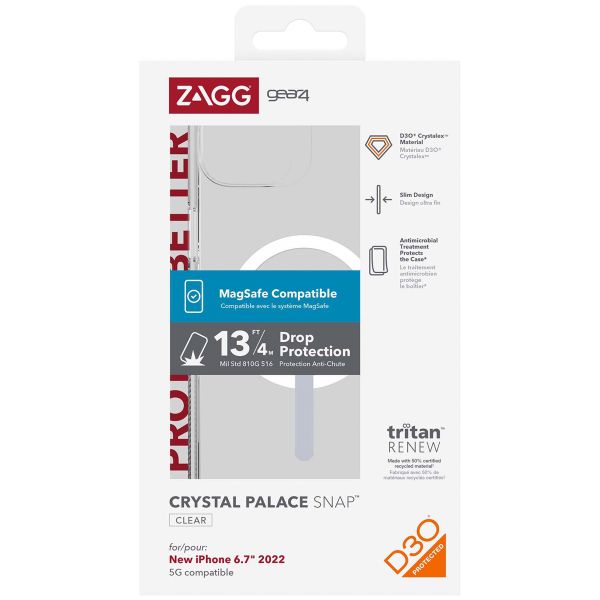 ZAGG Crystal Palace Snap Backcover MagSafe für das iPhone 14 Plus - Transparent