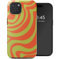 Selencia Vivid Rückabdeckung mit MagSafe Apple iPhone 15 - Wavy Swirl Orange Fern