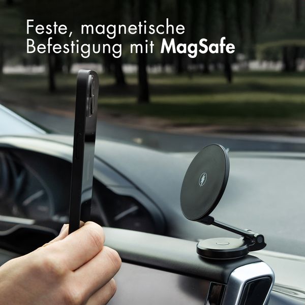 imoshion Handyhalterung für das Auto mit MagSafe - Kabelloses Ladegerät - Armaturenbrett - Schwarz