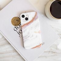 Selencia Aurora Fashion Back Case für das iPhone 15 Plus - Strapazierfähige Hülle - 100% recycelt - Weißer Marmor