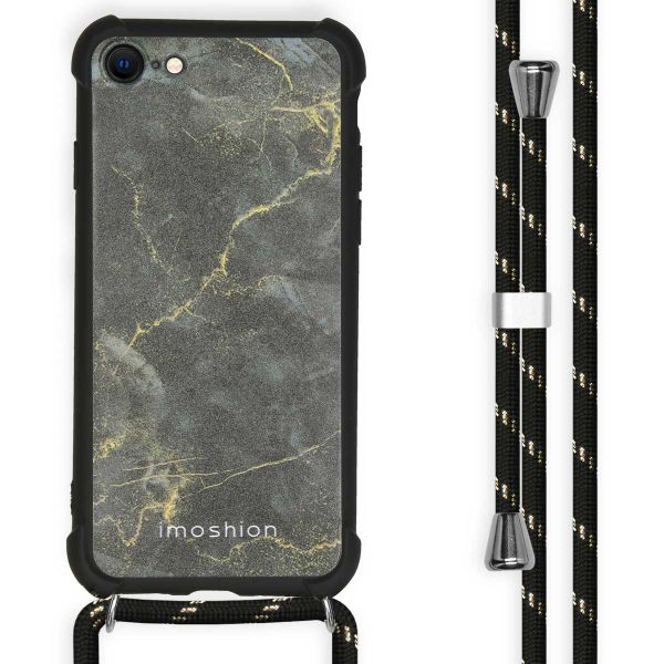 imoshion Design Hülle mit Band für das iPhone SE (2022 / 2020) / 8 / 7 - Black Marble