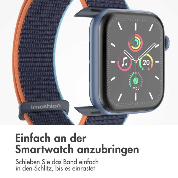 imoshion Nylonarmband für das  Apple Watch Series 1 t/m 9 / SE (38/40/41 mm) | Series 10 / 11 (42 mm) - Dark Navy Blue