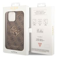 Guess 4G Metal Logo Back Cover für das iPhone 15 Pro Max - Braun