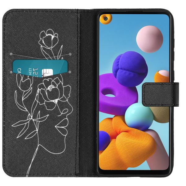 imoshion Design TPU Klapphülle Galaxy A21s - Woman Flower Black