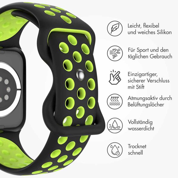 imoshion Sportarmband⁺ für die Apple Watch Series 1 bis 9 / SE (38/40/41 mm) | Series 10 (42 mm) - Größe M/L - Black Volt