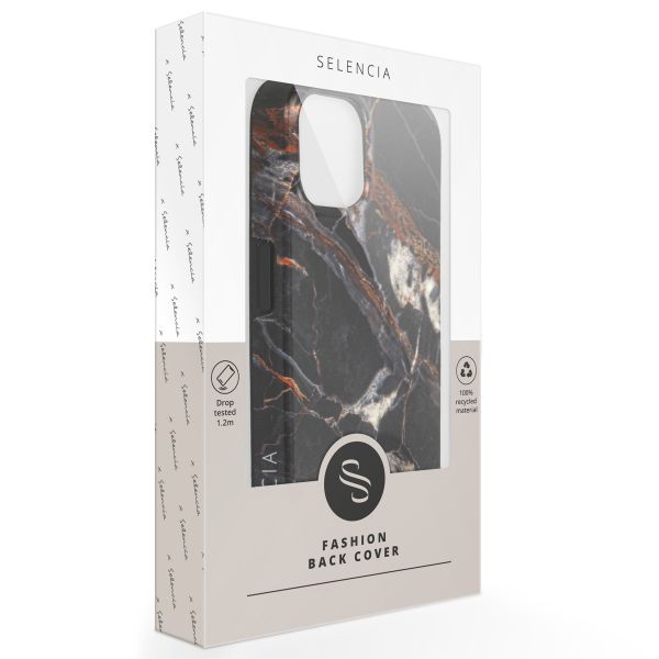 Selencia Aurora Fashion Back Case für das Apple iPhone 14 - ﻿Strapazierfähige Hülle - 100 % recycelt - Schwarzer Marmor