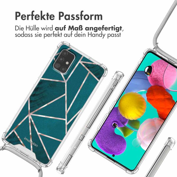 imoshion Design Hülle mit Band Samsung Galaxy A51 - Petrol Green Graphic
