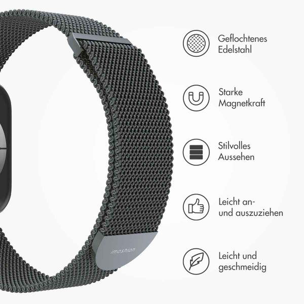 imoshion Magnetisches Milanaise Armband für das  Apple Watch Series 1 - 9 / SE (38/40/41 mm) | Series 10 / 11 (42 mm) - Größe M - Space Grey