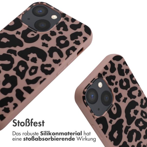 imoshion Silikonhülle design mit Band für das iPhone 13 Mini - Animal Pink