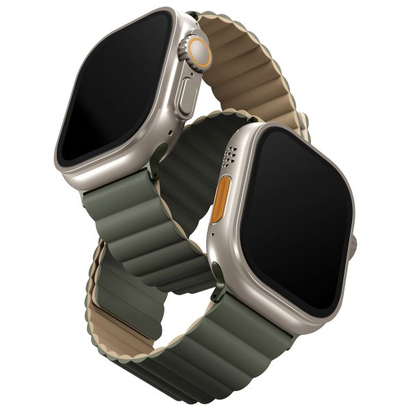 Uniq Revix doppelseitiges Armband für die Apple Watch Series 1 bis 10 / SE / Ultra (2) (44/45/46/49 mm) - Moss Green / Tan