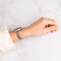 Selencia Jubilee inspiriertes schmales Edelstahlarmband für Apple Watch Series 1 t/m 9 / SE (38/40/41 mm) | Series 10 / 11 (42 mm) - Silber und Gold