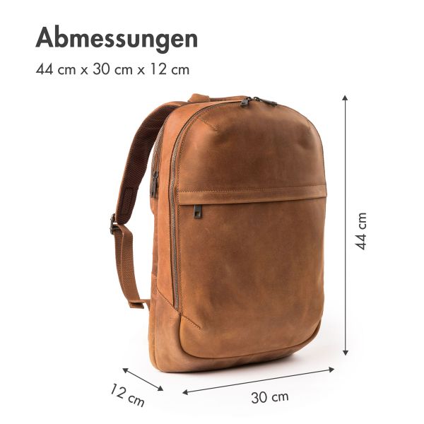 Accezz Leather Laptop Rucksack 16 Zoll - Cognac