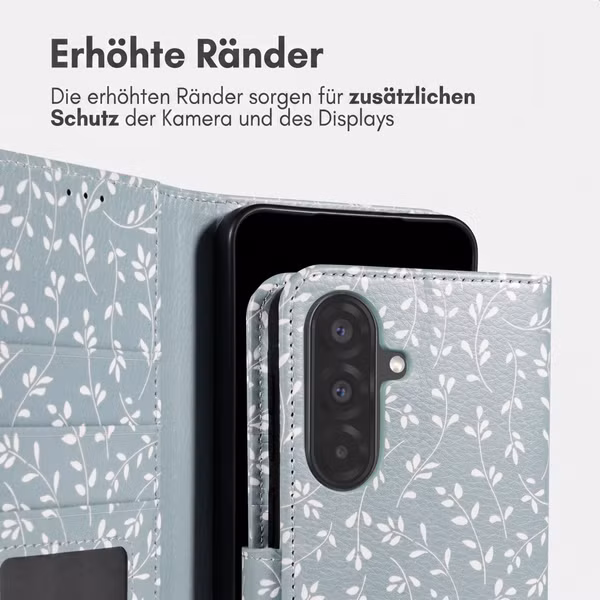 imoshion Design Klapphülle Samsung Galaxy A57 (5G) - Smoke Green Flowers