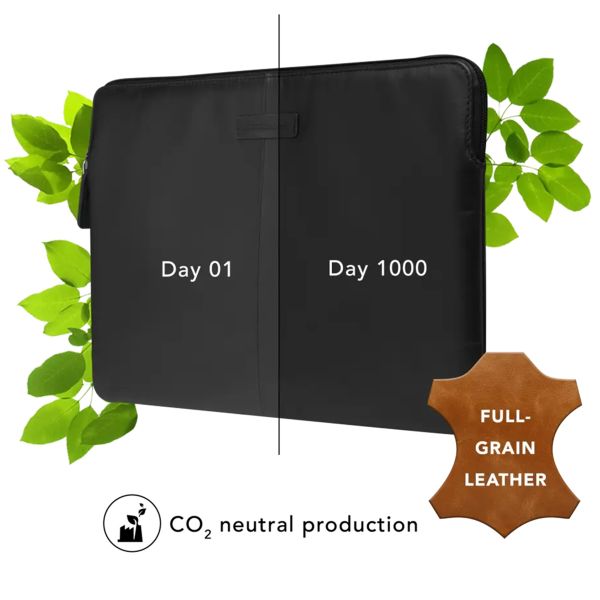 dbramante1928 Skagen Pro - Laptop Hülle 14 Zoll - Laptop Sleeve - Echtes Leder - Apple MacBook Air 15 Zoll - Black