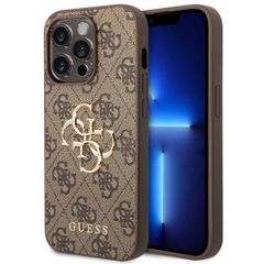 Guess 4G Metal Logo Back Cover Apple iPhone 15 Pro - Braun