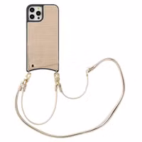 Selencia Nova Croco Handyhülle mit Kordel und Kartenhalter Apple iPhone 12 (Pro) - Beige