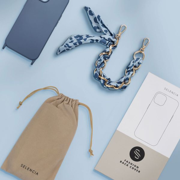 Selencia Back Cover mit Luxuriöser Handschlaufe Apple iPhone 12 (Pro) - Blau
