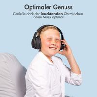 imoshion Kids LED Light Bluetooth-Kopfhörer - Kinderkopfhörer - Kabelloser Kopfhörer + AUX-Kabel - Schwarz