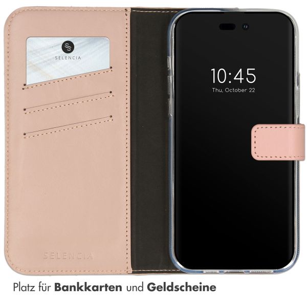 Selencia Echtleder Klapphülle für das iPhone 14 Pro - Dusty Pink