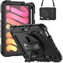 Accezz ﻿Robustes Back Cover mit Schultergurt Apple iPad Mini 7 (2024) / iPad Mini 6 (2021) - Schwarz