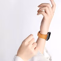 WiWu Vintage Lederarmband für das  Apple Watch Series 1 t/m 9 / SE (38/40/41 mm) | Series 10 / 11 (42 mm) - Hellbraun