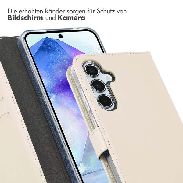 Selencia Echtleder Klapphülle für das Samsung Galaxy A55 - Greige