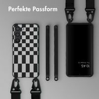 Selencia SilikonHülle design mit abnehmbarem Band Samsung Galaxy S23 - Irregular Check Black