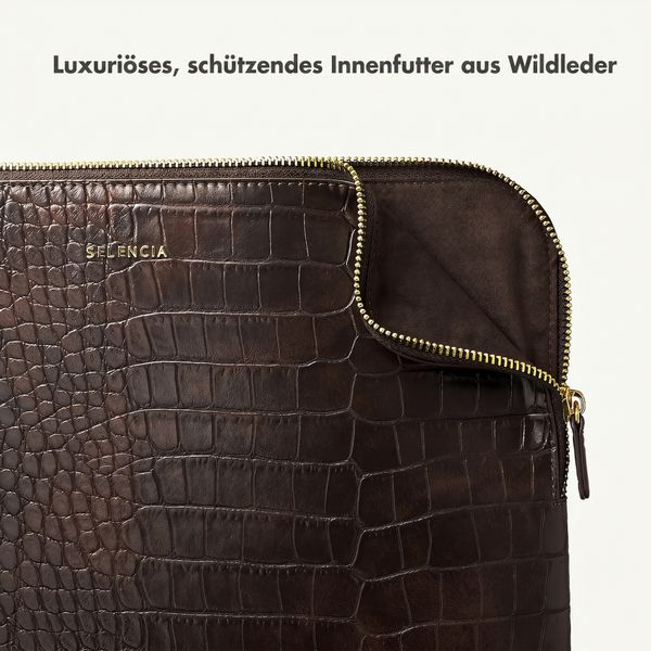 Selencia Croco Laptop Hülle 14 Zoll - Laptop Sleeve - Choco Brown