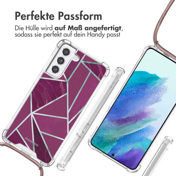 imoshion Design Hülle mit Band Samsung Galaxy S21 FE - Bordeaux Graphic
