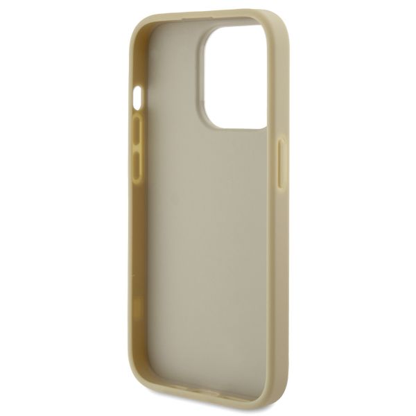 Guess 4G Metal Logo Back Cover mit Glitter Apple iPhone 15 Pro - Gold