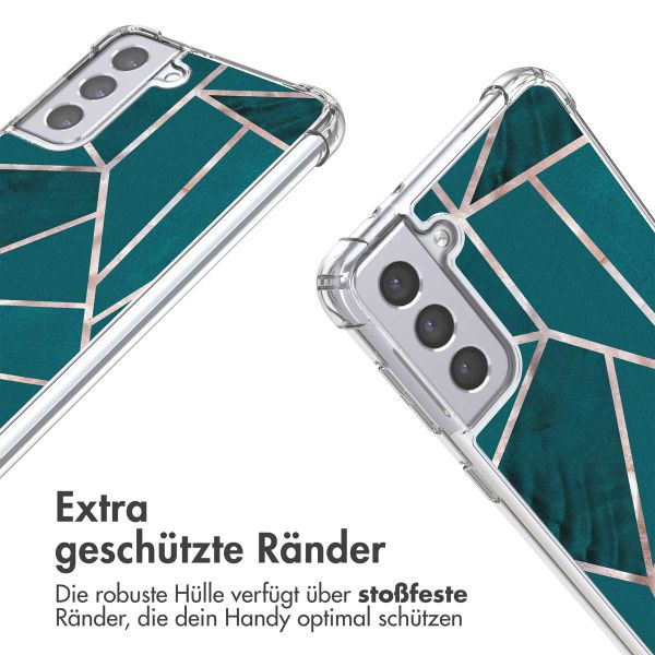 imoshion Design Hülle mit Band für das Samsung Galaxy S21 Plus - Petrol Green Graphic