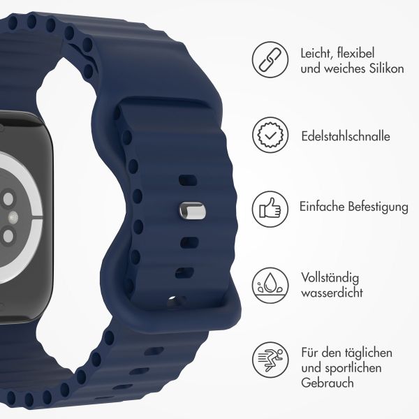 imoshion Athletic Silikonarmband für das  Apple Watch Series 1 t/m 9 / SE (38/40/41 mm) | Series 10 / 11 (42 mm) - Dunkelblau