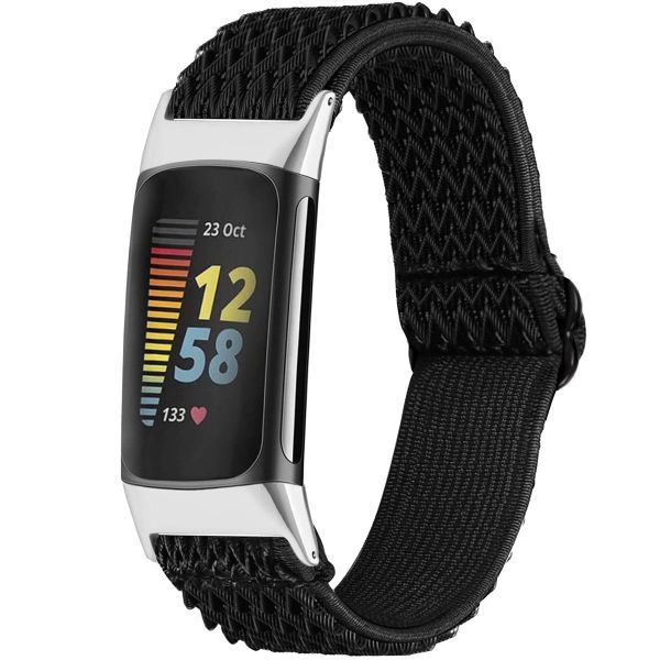 imoshion Elastische Nylonarmband für das Fitbit Charge 5 / Charge 6 - Schwarz