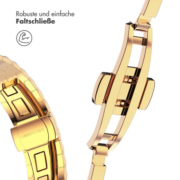 Selencia Drachenarmband aus Stahl für das  Apple Watch Series 1 t/m 11 / SE / Ultra (44/45/46/49 mm) - Gold