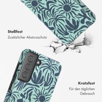 Selencia Vivid Tough Back Cover für das Samsung Galaxy S21 FE - Tropical Vibes Light Blue