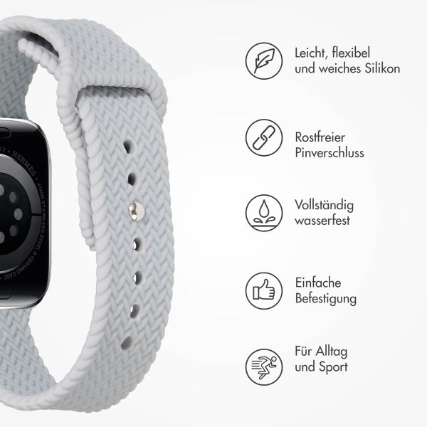 imoshion Geflochtenes Silikonarmband für die Apple Watch Series 1 bis 10 / SE / Ultra (2) (44/45/46/49 mm) - Grau