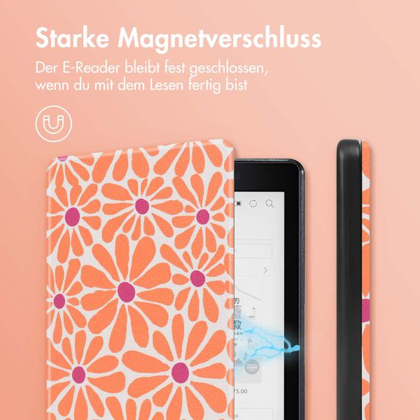imoshion Design Slim Hard Case Klapphülle Kobo Aura One - Orange Flowers Connect