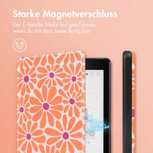 imoshion Design Slim Hard Case Sleepcover für das Kobo Aura One - Orange Flowers Connect