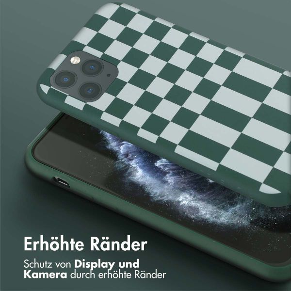 Selencia SilikonHülle design mit abnehmbarem Band Apple iPhone 11 Pro - Irregular Check Green