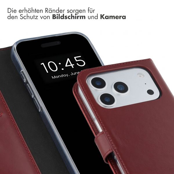 Selencia Echtleder Klapphülle Apple iPhone 17 Pro - Burgundy