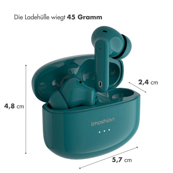 imoshion Aura Pro Earbuds – Kabellose Kopfhörer – Kabellose Bluetooth-Kopfhörer – Mit ANC-Geräuschunterdrückungsfunktion - Petrol Green