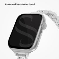 Selencia Jubilee inspiriertes schmales Edelstahlarmband für Apple Watch Series 1 t/m 9 / SE (38/40/41 mm) | Series 10 / 11 (42 mm) - Silber