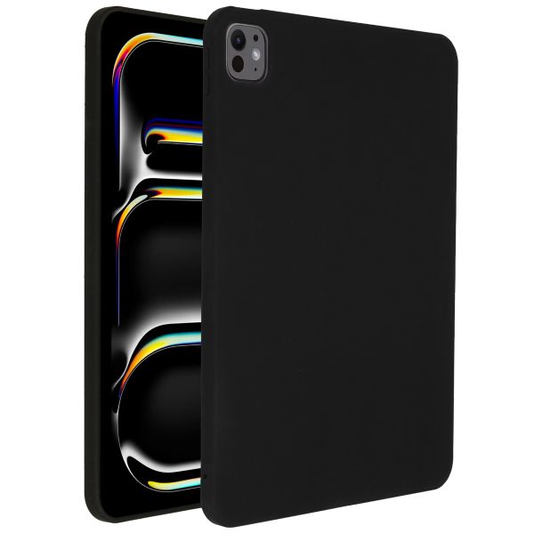 Accezz Liquid Silicone Back Cover mit Stifthalter für das iPad Pro 11 (2024) M4 - Schwarz