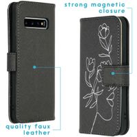 imoshion Design TPU Klapphülle Galaxy S10 - Woman Flower Black