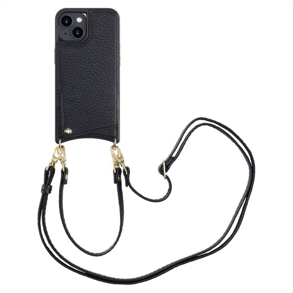 Selencia Nova HandyHülle mit Kordel und Kartenhalter Apple iPhone 14 - Schwarz