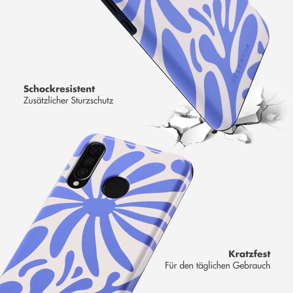 Selencia Vivid Tough Back Cover für das Huawei P30 Lite - Modern Bloom Sapphire Blue