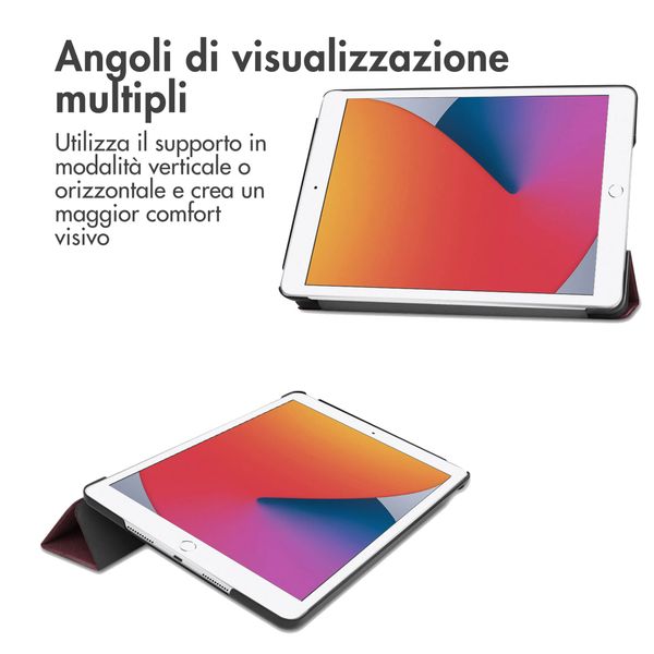 imoshion Trifold Klapphülle Apple iPad 9 (2021) 10.2 Zoll / iPad 8 (2020) 10.2 Zoll / iPad 7 (2019) 10.2 Zoll - Bordeaux