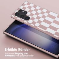 Selencia SilikonHülle design mit abnehmbarem Band Samsung Galaxy S23 Ultra - Irregular Check Sand Pink
