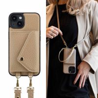 Selencia Sera Kordel-Hulle mit Kartenhalter-Umschlag für das iPhone 14 - Beige